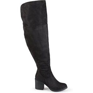 Brinley&Co Women's Over The Knee Boot Faux Suede Block Heel Zip Detail Black 7R